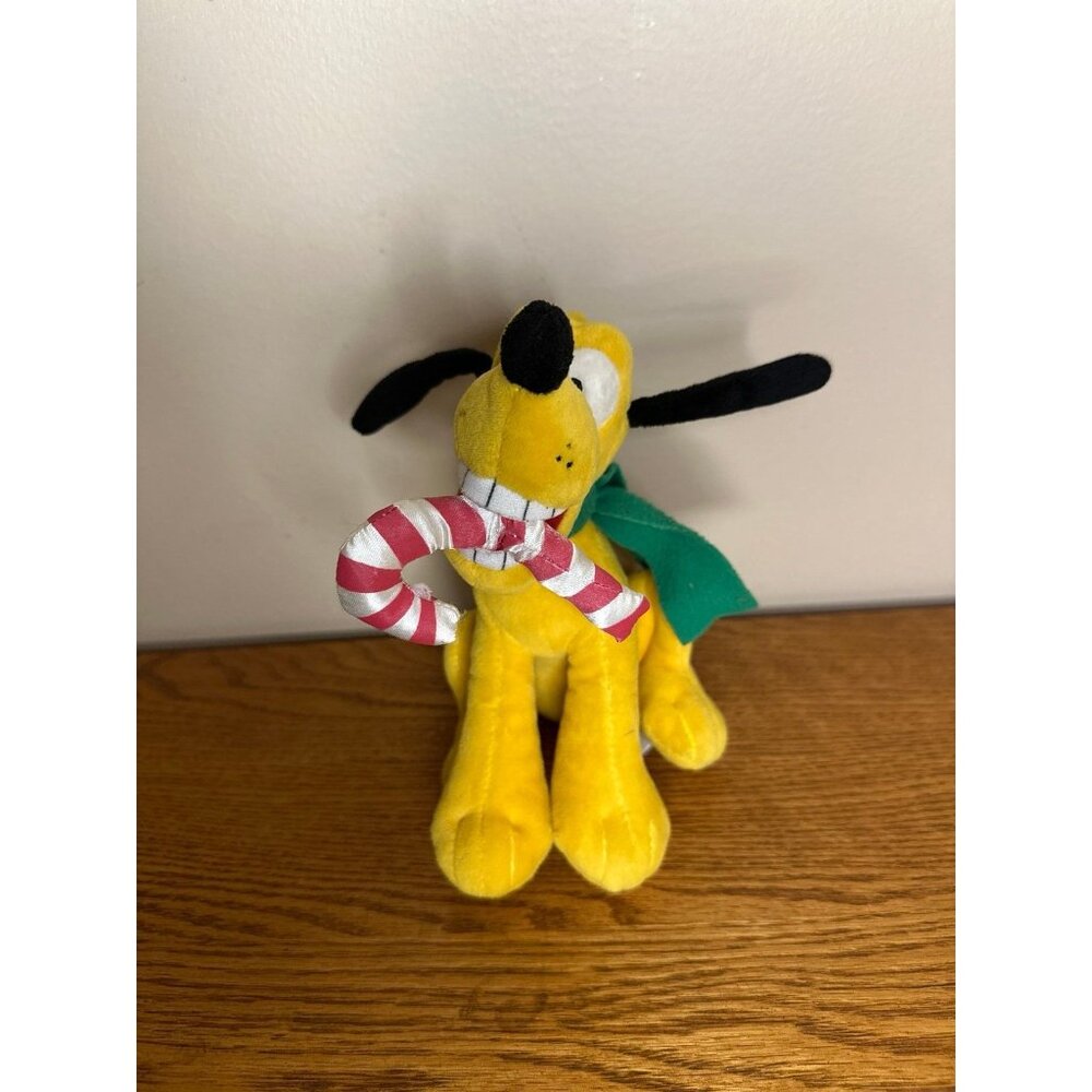 Disney Pluto Candy Cane Holiday Christmas 7" Plush Stuffed Animal Dog